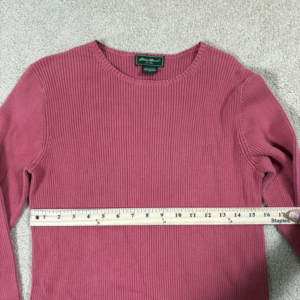 Eddie Bauer Women's 100% Cotton Cable Knit Pullover Sweater Pink Small - Picture 5 of 6